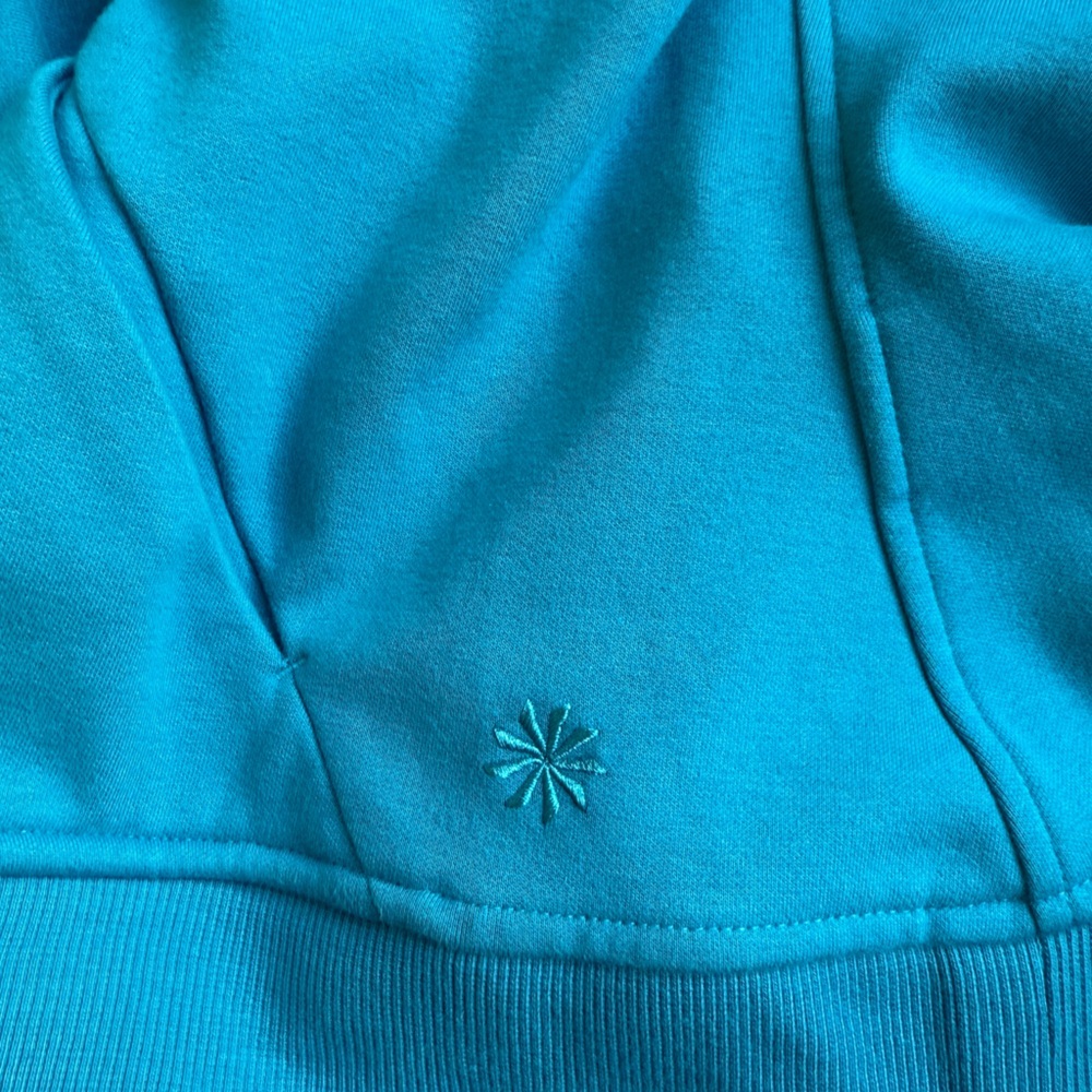 Athleta Women’s Zip Up Thumb Hole Sleeve Fleece Lined Hoodie Blue Size Large - Picture 11 of 11